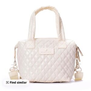 Heartlove by Charo Quilted Puffer Tote Bag Off White HL2-002 Crossbody NWT